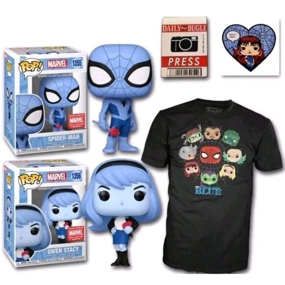 Funko POP! Marvel Collector Corps Spider-Man Blue Box XL Spider-Man Gwen Pops - Picture 12 of 12
